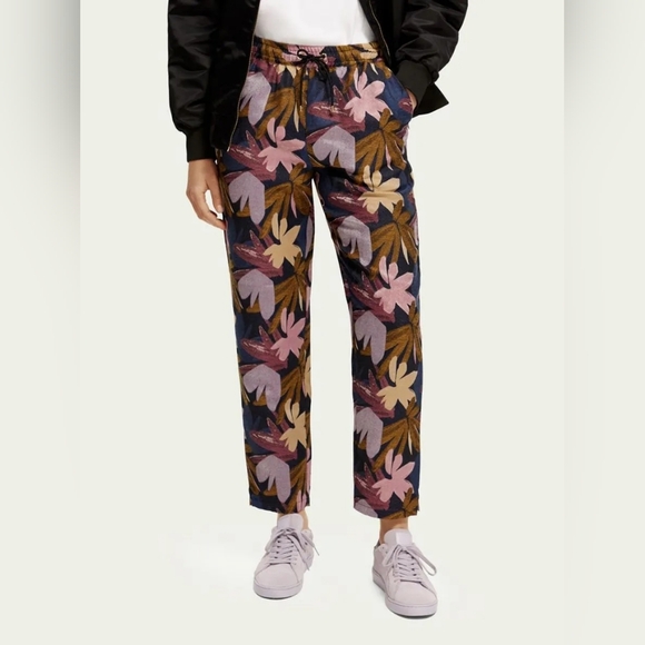 Scotch & Soda Pants - Scotch & Soda Wild Flower Print Jogger Pants Mauve Navy Size 1